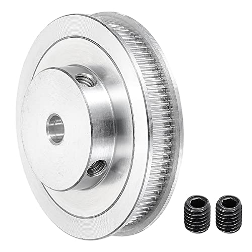 Geofray 80 ZäHne Zahnriemenscheibe mit 8 Mm Bohrung, Aluminium-Synchronrad Silber mit M5-Schraube für 3D-Druckerriemen von Geofray