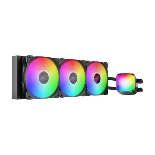 Geometric Future Eskimo Pro - 360mm AIO CPU Liquid Water Cooler- RGB PWM Squama 2501B Fan x 3- Fit Intel® LGA 1700, AMD®AM5 - Black- (GEO-EP-36B) von Geometric Future