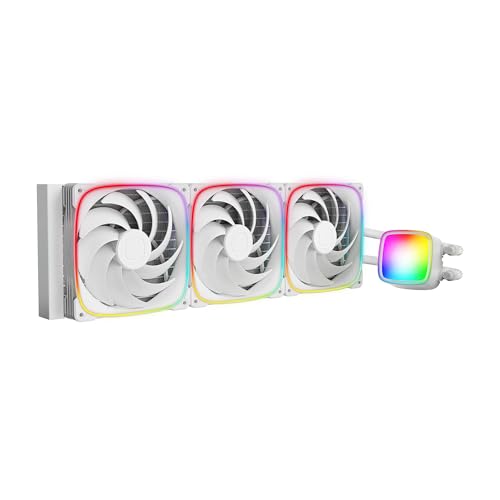 Geometric Future Eskimo Pro - 420mm AIO CPU Liquid Water Cooler- RGB PWM Squama 2503W 140mm Fan x 3- Fit Intel® LGA 1700, AMD®AM5 - White- (GEO-EP-42W) von Geometric Future