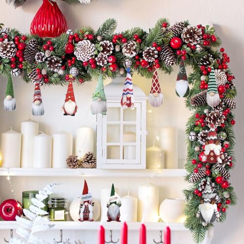 Geonoy Countdown-Kalender, Weihnachtswichtel, Plüsch-Zwerge, Heimdekoration, 24-Tage-Countdown-Kalender, Zwergpuppen, saisonaler für Kamin, Tisch, Mittelstück, Kaminsims, Heimdekoration von Geonoy