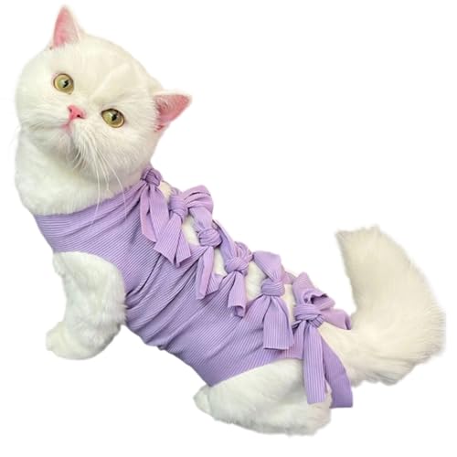 Geonoy Katzen-Genesungsanzug, atmungsaktiv, chirurgischer Anzug für Katzen, weiche Weste, Jacke für Spay-Wundschutz, für drinnen und zu Hause von Geonoy