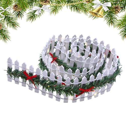 Geonoy Miniatur-Holzzaun, 89,9 cm, Mini-Feengarten-Barriere, beleuchteter Miniatur-Hauszaun für Feengarten, Party, Kinder, Ferienhaus, Weihnachtsbaumdekoration von Geonoy