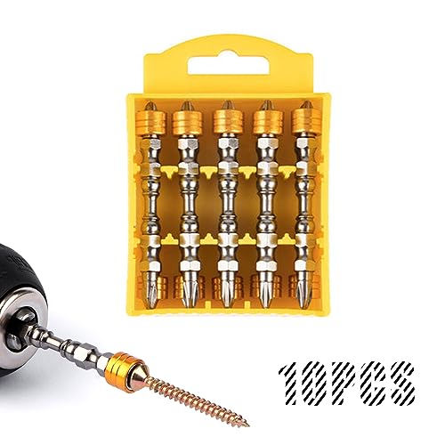 Georcep Electric Dual Head Phillips Screwdriver, PH2 Cross Head 1/4" Hex Shank Magnetic Collar Positioning Screwdriver Bits for Impact Electric Screw Driver Power Tools (10PCS 65mm) von Georcep