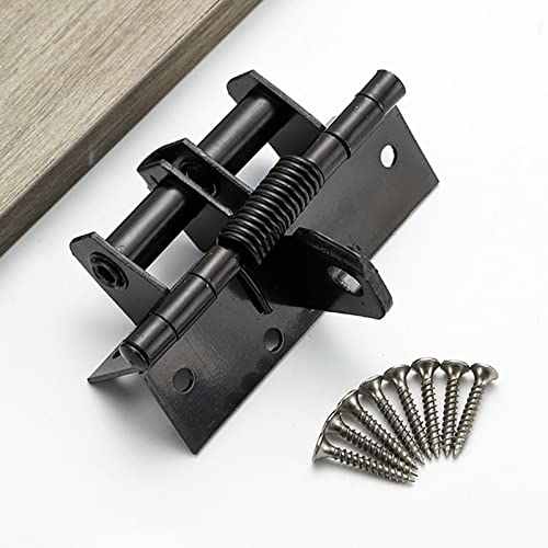 Multifunctional Spring Positioning Hinge Door Closer, Hidden Automatic Self Closing Door Hinges with Screws (C-Black) von Georcep