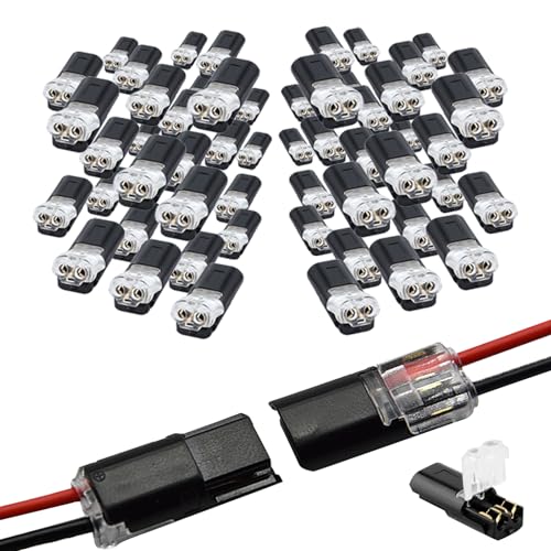 Two-wire Connector with Locking Buckle, Double-wire Plug-in Connector With Locking Buckle, 2 Pin 2 Way Compact Wire Terminals, Quick Splice Wire Wiring Connector for AWG 22-18 (20PCS) von Georcep