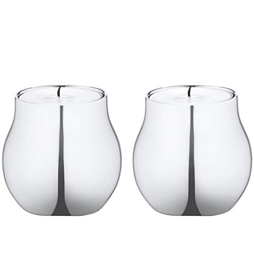 Georg Jensen Teelichthalter, 2 Stück, aus spiegelnd poliertem Edelstahl, Cafu-Kollektion von Georg Jensen