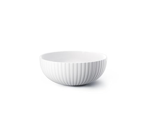Georg Jensen Bernadotte Salatschüssel in Weiß – langlebig und spülmaschinenfest – entworfen von Sigvard Bernadotte – runde Servierschale aus Porzellan von Georg Jensen