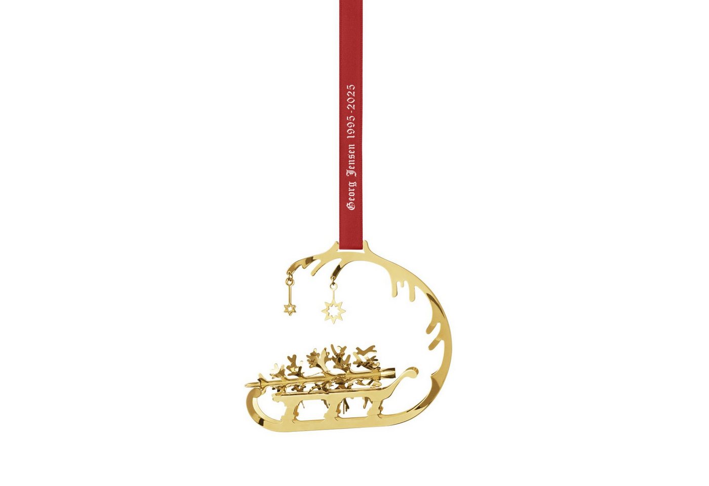 Georg Jensen Christbaumschmuck CC 1995/2025 Jubiläums-Mobile Schlitten Goldauflage von Georg Jensen