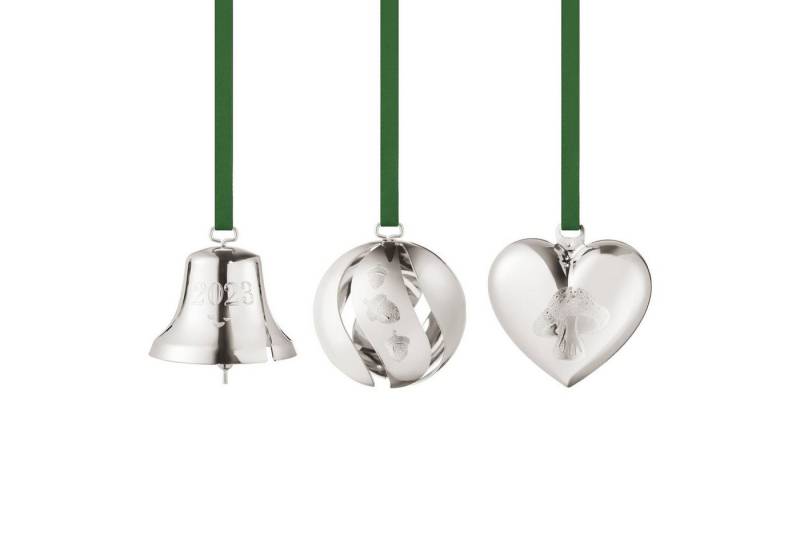 Georg Jensen Christbaumschmuck Geschenkset Glocke, Kugel und Herz Palladiumauflage (3-tlg) von Georg Jensen