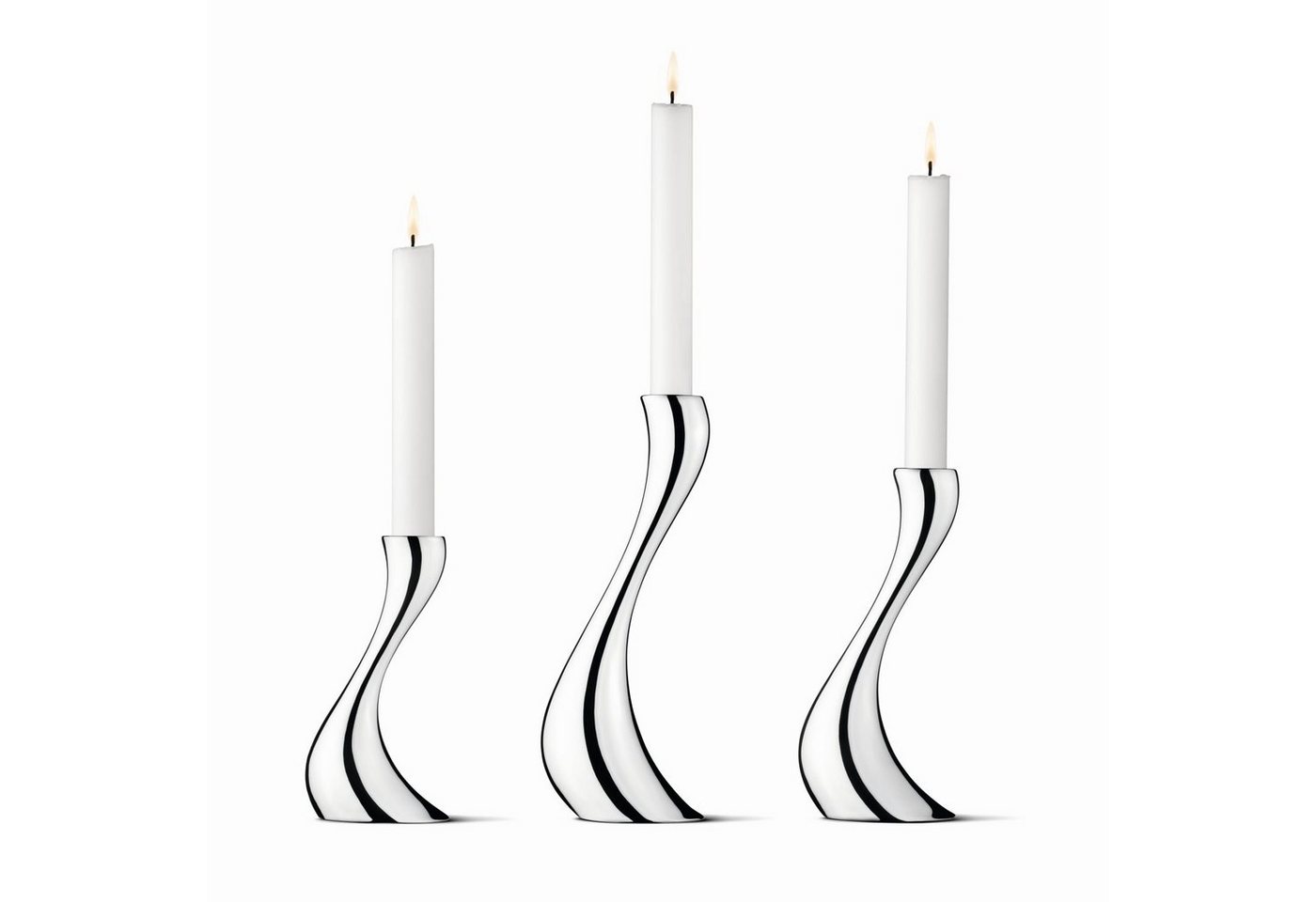 Georg Jensen Kerzenhalter Cobra Kerzenhalter-Set (3er Set) von Georg Jensen