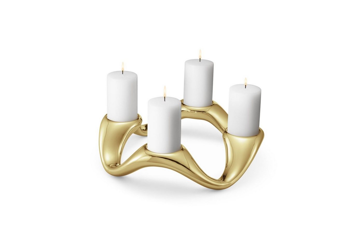 Georg Jensen Kerzenhalter Cobra Rund Goldfarben von Georg Jensen