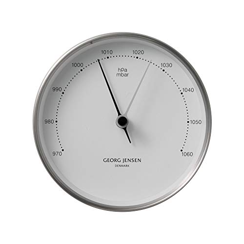 Georg Jensen Koppel Barometer 10 cm, Edelstahl mit weißem Ziffernblatt von Georg Jensen