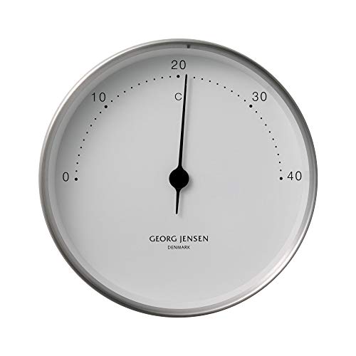 Georg Jensen Koppel Thermometer 10 cm, Edelstahl mit weißem Ziffernblatt von Georg Jensen