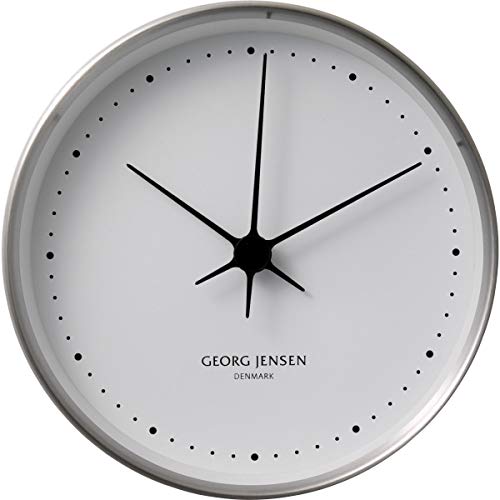 Georg Jensen Koppel Wanduhr 22 cm, Edelstahl mit Weißem Ziffernblatt von Georg Jensen