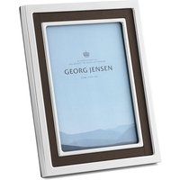 Georg Jensen - Manhattan Bilderrahmen 23 x 18 cm, Edelstahl / Leder braun von Georg Jensen