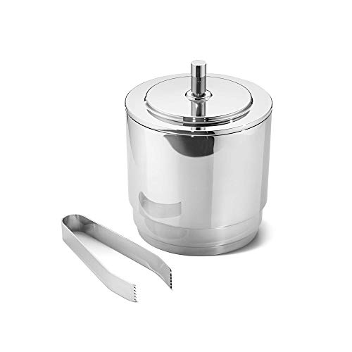 Georg Jensen Manhattan Ice Eimer und Zange, SS, 1,5l, Edelstahl, silber, 14,6 x 14,6 x 18,1 cm von Georg Jensen