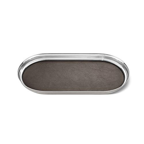 Georg Jensen Manhattan Tablett, Edelstahl, Silber, 18 x 35 x 2.8 cm von Georg Jensen