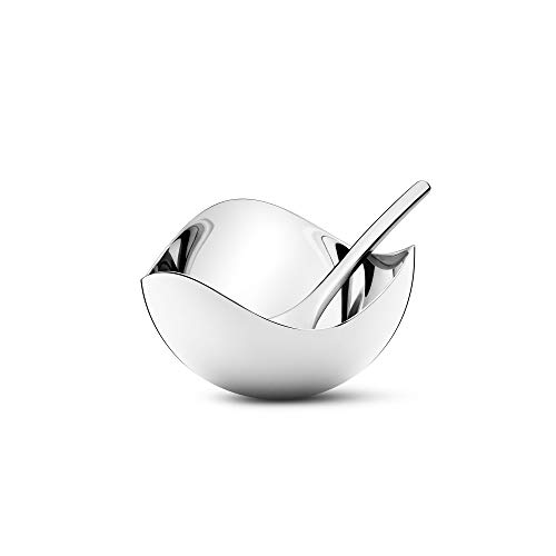 Georg Jensen Salz Sellar Mit Löffel, Edelstahl, Stainless Steel 11.7 x 13 x 5.1 cm von Georg Jensen