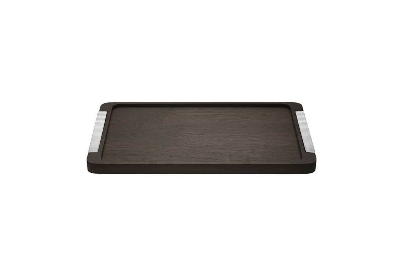 Georg Jensen Servierbrett Georg Jensen Bernadotte Servierplatte, Holz, Edelstahl von Georg Jensen