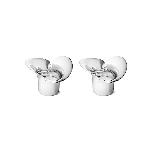 Georg Jensen Teelicht-Set, hochglanzpolierter Edelstahl, Silber, Einheitsgröße von Georg Jensen