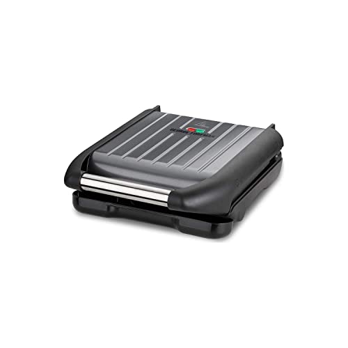 George Foreman 25041-56 Fitnessgrill Family Steel, Kontaktgrill, Panini- und Sandwichgrill, 28 x 17 große Grillfläche für bis zu 5 Portionen, Edelstahl/grau von George Foreman