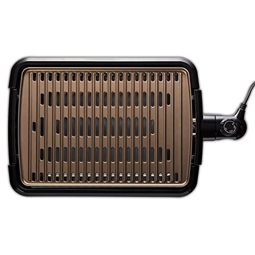 George Foreman 25850 Rauchfreier Elektro-Grill, Indoor-Grill und Grillplatte mit integrierter Abtropfschale von George Foreman