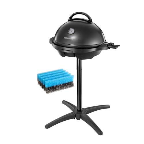 George Foreman Grill 2in1 Elektrogrill: Standgrill & Tischgrill (Innen- & Außennutzung, Balkon & Küche) und 2 Reinigungsschwamm für Elektrogrill [2er Pack] (zweiseitiger Schwamm, einzigartige Form) von George Foreman