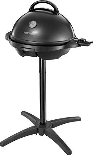 George Foreman Grill 2in1 Elektrogrill [Testsieger]: Standgrill & Tischgrill (Innen- & Außennutzung, Balkon & Küche, Ø44,5cm, Temperaturanzeige, Fettauffangschale, 2400W) Kugelgrill 22460-56, Schwarz von George Foreman