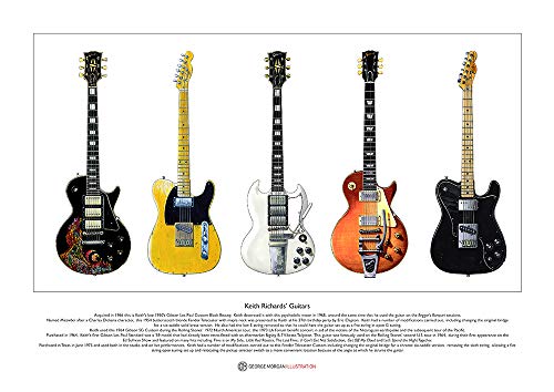 George Morgan Illustration Keith Richards Gitarren Limitierte Auflage Fine Art Print A3 Größe von George Morgan Illustration