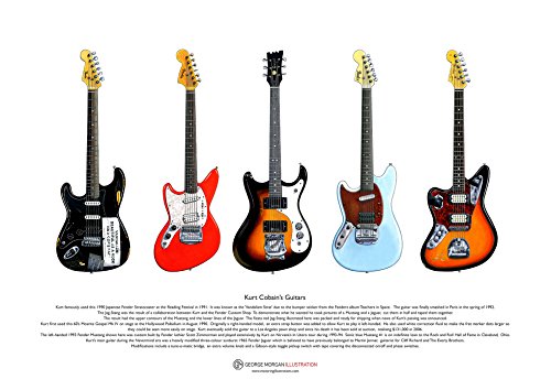 Kurt Cobain Gitarren KUNST Plakat A3 Größe von George Morgan Illustration