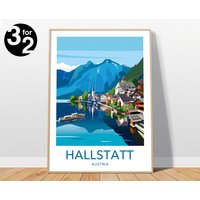 Hallstatt Travel Poster/Austria Print Home Wanddekor Kunstdruck von GeorgeTravelArt