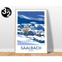Saalbach Travel Poster/Austria Print Ski Kunstdruck von GeorgeTravelArt