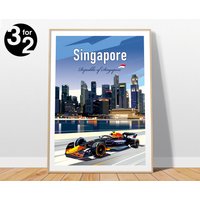 Singapur F1 Poster/Formel 1 Verstappen Red Bull Wand Kunstdruck Geschenk Für Fans von GeorgeTravelArt