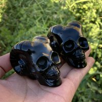 1Pc 2" Natürlicher Obsidian Schafschädel, Handgeschnitzter Quarz Kristall Schädel, Kristall Skulptur, Kristall Geschenke, Kristall Heilen, Energie von GeorgefBoutique