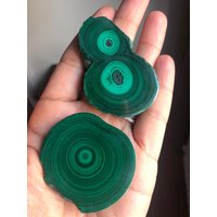 2Er Set Polierte Grüne Malachitplatten, % 100 Natur von GeorgiaGemDesign