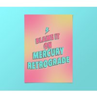 Merkur Retrograde Kunstdruck/ Astrologie Druck/ Sternzeichen/ Pastelldruck/ Galerie Wanddruck/ Typografie Rosa Blau Gelb Kunst von GeorgiaIsabellaDes