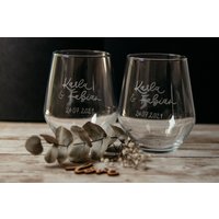 2Er Set Gingläser, Handgraviert | Wasserglas, Weinglas Ohne Stiel von GeortnetesAllerlei