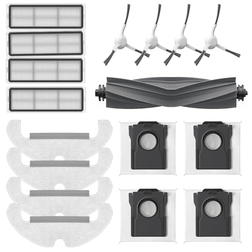 Geoviizon Zubehörset für dreame D10 Plus Gen 2 Saugroboter,1 Hauptbürste 4 Staubbeutel 4 Wischtücher 4 Seitenbürsten 4 Filter von Geoviizon