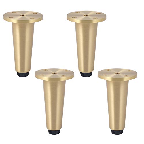 4er-Set,Nordisch Verstellbare Bettfüße,Schwere Goldene Sofafuss,Konische Tischbeine,Möbelbeine aus Gebürstetem Messing,für Sessel TV-Schrank Schrank,Können 800kg Laden (8cm/3.15in) von Geovne