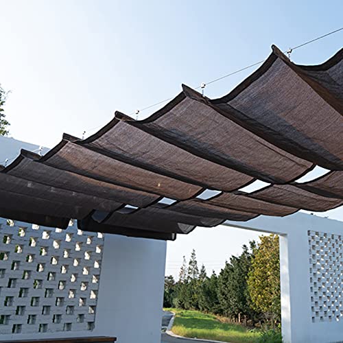 Braunes Einziehbares Sonnensegel,Atmungsaktive Wave-Sonnensegel,Anti-UV-Welle Überdachung Markise,HDPE Schatten Segel,95% Schattenspender,für Terrassendächer,mit Zubehör (3x5m/9.8x16.4ft) von Geovne