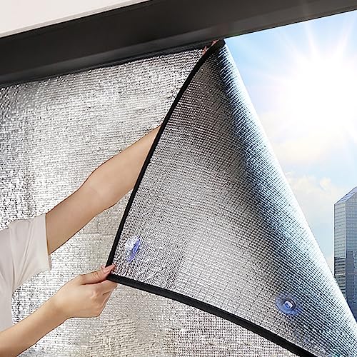 Doppelte Aluminisierte Isolierfolie Dämmfolie,Thermo-Fensterfolie,UV-Schutz Sonnenschutzfolie,Wärmeschutzfolie,Isolierungsfolie,für Zuhause und Büro,Kein Kleber (100x250cm/39 x98) von Geovne