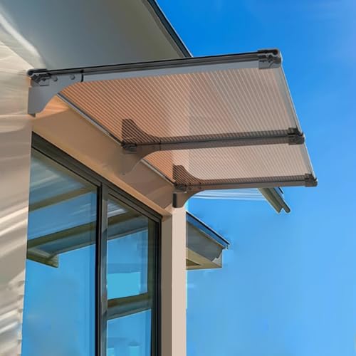 Geovne Fenstermarkise,Vordach Haustür,Braune Polycarbonat-Abdeckung,Moderne Regenschutz Markise,UV-beständig Türüberdachung,Sonnenschutz Regenschutz for Draußen (40x80cm/16 x31) von Geovne