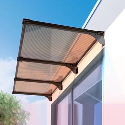 Geovne Haustürvordach,Schalldämmende Pultbogenvordach,5mm PC-Türdach für Draußen,Gartenterrasse Regenschutz Markise,Türüberdachung mit Aluminiumhalterung,Mehrere Größen (65x420cm/26 x165) von Geovne