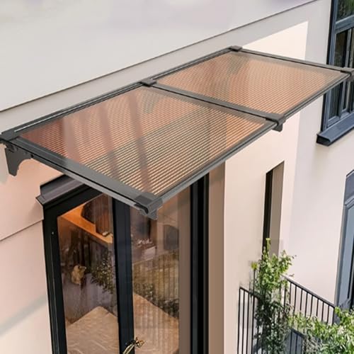 Geovne Haustürvordach,Türdach für Draußen,Gartenterrasse Regenschutz Markise,Sonnenschutz Regenschutz Türüberdachung aus Aluminium,Braune Tür- und Fenstermarkise (40x160cm/16 x63) von Geovne
