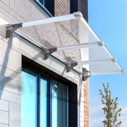 Geovne Moderne Überdachung Polycarbonat-Abdeckung,Klar Türvordach,Regenschutz Markise,Schalldichter Baldachin,Vordach Türdach mit Aluminiumhalterung,für Gartenterrasse (40x390cm/16 x154) von Geovne