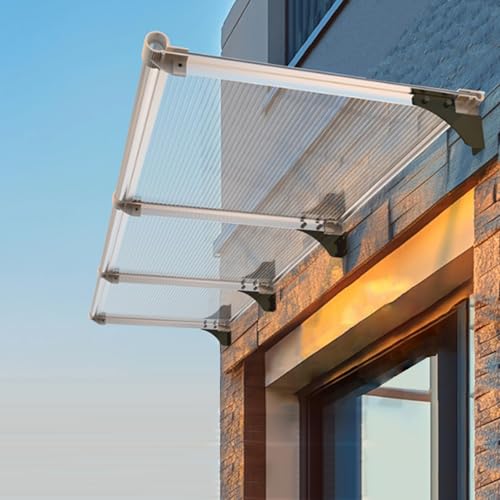 Transparente Haustürvordach,Schalldämmende PC-Pultbogenvordach,Fenster-Türüberdachung,Gartenterrasse Regenschutz Markise,5mm Hohlkammerplatten,mit Aluminiumhalterung (80x360cm/31 x142) von Geovne