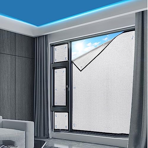 UV-Schutz Reflektierende Fensterfolie,Sonnenschutzfolie Fenster Innen,8mm Aluminiumfolie Isolierfolie,Zwei-Wege-Sichtschutzfolie,Dämmfolie,für Glasfenster und Türen (85x200cm/33 x79) von Geovne