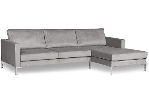 formart Emmett Ecksofa XL mit Recamiere Rechts Velours Samt, 293 x 155 x 75 cm von Gepade