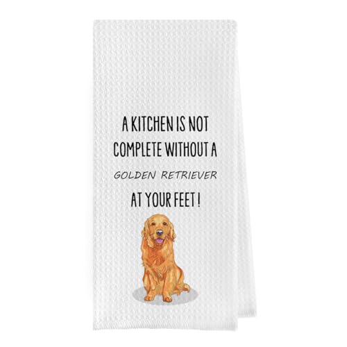 Geqtt Golden Retriever Geschirrtücher – Golden Retriever Geschenke, dekorative Waffelgewebe, Küchentücher, Handtuch, Geschirrtuch (40,6 x 61 cm) von Geqtt