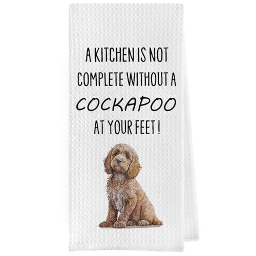 Geqtt Lustige Cockapoo-Geschirrtücher, dekorative Waffelgewebe, Küchentücher, Cockapoo-Handtücher, Cockapoo-Geschenke (40,6 x 61 cm) von Geqtt